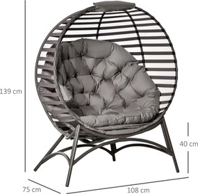 Krzesło skladane krzesło ogrodowe do pracy w domu na dwoje z poduszką i koszem | Aosom PL