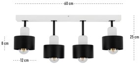 Czarno-biała lampa sufitowa, czteropunktowy spot DSC60x7WE z drewna i