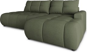 Masseno Narożnik FLUMA z funkcją spania i pojemnikiem na pościel Narozniki L, Rozkładana sofa - Oliwkowy, CASTEL 39