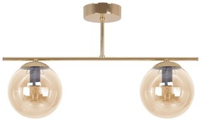 Złoto-bursztynowa lampa sufitowa z 2 szklanymi kloszami - A671-Didaro