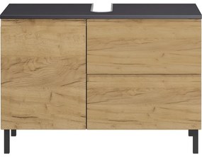 Ciemnoszara szafka pod umywalkę w dekorze dębu 80x56 cm Salinas – Germania