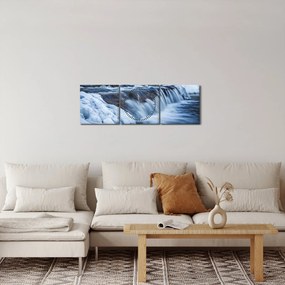 Obraz rzeki zimą (z zegarem) (90x30 cm)