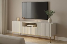 Szafka RTV Nicole 150 cm z szufladą i wnęką - kaszmir / złote nóżki