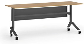 Mobilny stół PRIMO MOVE, 180x60 cm, czarna podstawa, buk