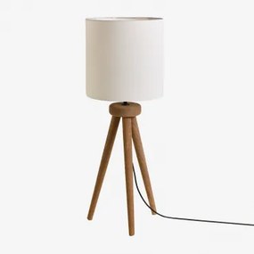 Lampa Stołowa Simona Z Drewna Mango Drewno Mango & Arlina Biała Ø30 Cm - ↑30 Cm - Sklum