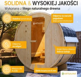 Fińska sauna beczkowa Ø 190 × 180 cm