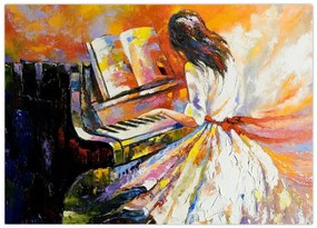 Obraz na szkle - Kobieta grająca na pianinie (70x50 cm)