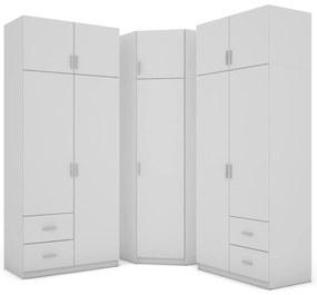 Szafa narożna z półkami i szufladami 189 x 240 cm – Biała