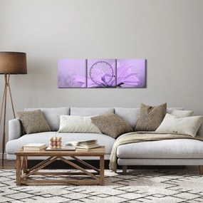 Obraz - Fioletowy kwiat (z zegarem) (90x30 cm)