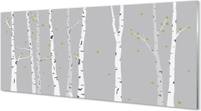 Panel szklany do Kuchni Artystyczny Szkic Brzozy