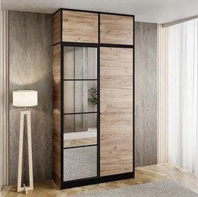 Szafa dwudrzwiowa z lustrem COSTA 2D DĄB CRAFT ZŁOTY z nadstawką