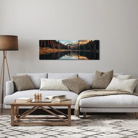 Obraz - Alpy, Włochy, Dolomity, Lago Antorno (z zegarem) (90x30 cm)