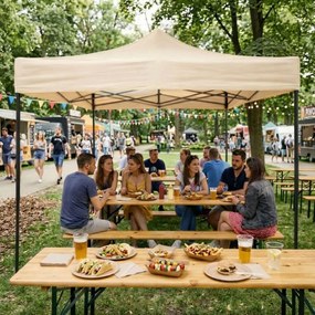 Pawilon ogrodowy eventowy FGA3, 3x3 m, automatyczny ze ściankami - namiot zamykany, beżowy