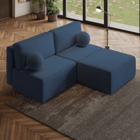 Masseno Narożnik VARNA z funkcją spania i pojemnikiem na pościel Narozniki L, Rozkładana sofa - Niebieski, POSO 05