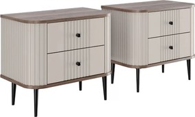 Zestaw szafek nocnych Vesper 56 cm - kaszmir / orzech / czarne nogi