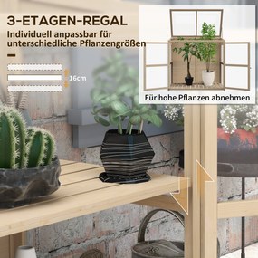 Outsunny Doniczka do szklarni Doniczka na rośliny, odporna na warunki atmosferyczne, 2 poziomy, drewno świerkowe, 103 x 61 x 103 cm, Naturalne