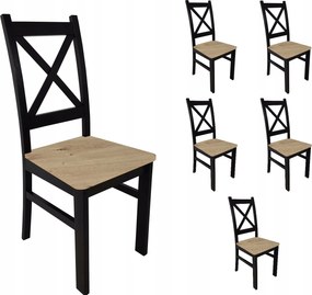 Krzesła drewniane 6 szt Krzyżak Czarny + ARTISAN