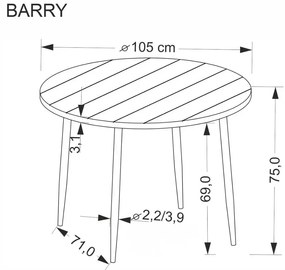 Stół okrągły BARRY 105x105 orzechowy/czarny HALMAR