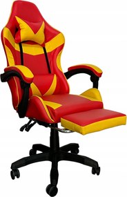 Fotel gamingowy z podnóżkiem Raxor, kolor czerwono-żółty