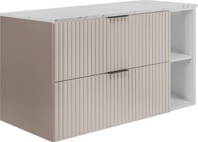 Wandhängender Badezimmerschrank, Kaschmir /weißem Marmor (MDF), 100 x 57 x 46 cm