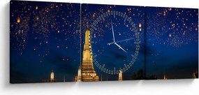 Obraz - Lampiony szczęścia, Bangkok (z zegarem) (90x30 cm)