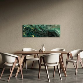 Obraz - Zielony marmur (z zegarem) (90x30 cm)