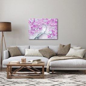 Obraz kwiatów na srebrnej łodydze - abstrakcja (70x50 cm)