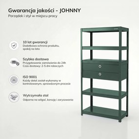 Regał metalowy z szufladami zielony, 1800x800x420 mm: JOHNNY
