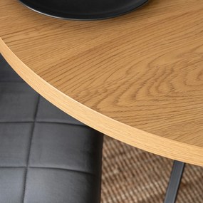 Stół Okrągły Rozkładany LUGO 90-190 cm Dąb Złoty/Czarny Loftowy