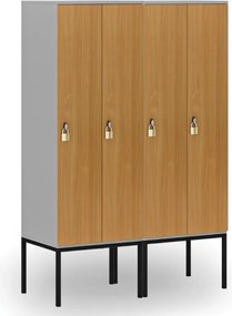 Drewniana szafa ubraniowa S4 z podstawą, 2-drzwiowa, 1871 x 600 x 500 mm, demontaż, zamek obrotowy, szary/orzech