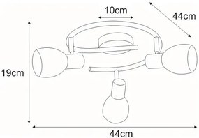 Lampa sufitowa z 3 ruchomymi szklanymi kloszami - A762-Ovla