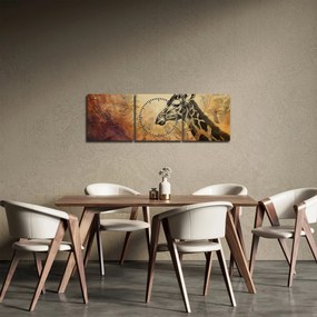 Obraz - Żyrafa, malarstwo (z zegarem) (90x30 cm)