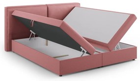 Różowe łóżko boxspring ze schowkiem 180x200 cm Arendal – Cosmopolitan Design