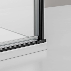 Kabina prysznicowa narożna czarna EX416S drzwi uchylneSzkło ESG 6 mm z powłoką Nano - 90 x 90 x 195 cm - Czarny mat