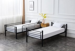 Czarne metalowe łóżko piętrowe Bunky z możliwością transformacji w 2 łóżka