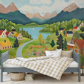Fototapeta - Wioska w górach (196x136 cm)