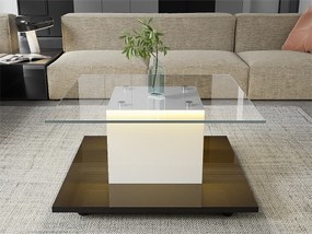 Nowoczesny stół kawowy na obrotowych kółkach - z LED - Biały i Czarny