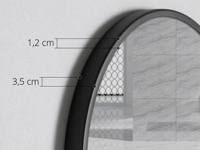 Czarne okrągłe lustro z półką BREDO Ø 60 cm