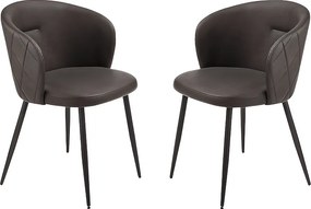 Komplet 2 brązowych krzeseł do jadalni "Boston" ze skóry ekologicznej cm 56x55 78h