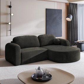 Masseno Narożnik AMILIA z funkcją spania i pojemnikiem na pościel Narozniki L, Rozkładana sofa - Czarny, MONOLITH 95