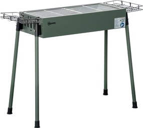 Outsunny Grill węglowy, 2x Ruszt, 1x Ruszt węglowy, 2x Kosz boczny, stal nierdzewna, zielony, 77 x 30 x 70 cm