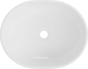 Mexen Viki umywalka nablatowa 48 x 35 cm, biała/złota wzór linie - 21054817