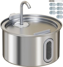 PawHut Fontanna dla kotów 2,5L z Cichą Pompą, Filtr węglowy LED 19,4 x 19,4 x 18,7 cm