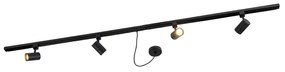 Szynowy system jednofazowy czarny z 4 reflektorami i okrągłym zasilaczem I-power - Jeana