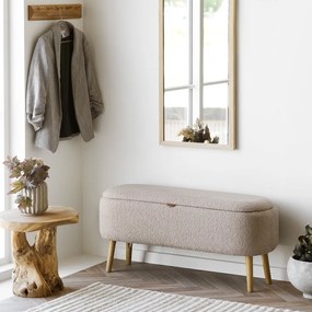 Beżowa ławka z materiału bouclé Harlow – House Nordic