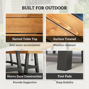 Outsunny 3-elementowy zestaw mebli jadalnianych z drewna dla 4 osób Stół i 2 ławki Teak