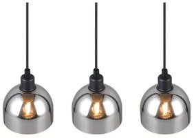 Lampa wisząca w czarno-srebrnym kolorze ze szklanym kloszem Molly – Trio