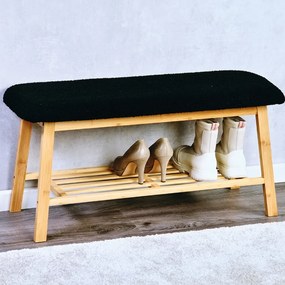 Kesper 58305 Ławka z tapicerowanym siedziskiembambus, 90 x 34 x 45 cm
