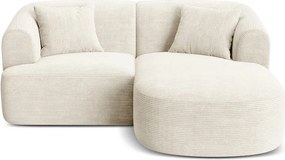 Beżowy sztruksowy narożnik (prawostronny/z szezlongiem) Campi – Cosmopolitan Design