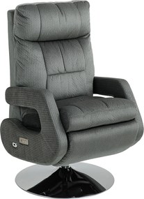 HOMCOM Fotel Relax z Elektryczną Regulacją, USB i Podnóżkiem, Wykończenie Aksamitne, Obrotowy, Regulowany, Szary